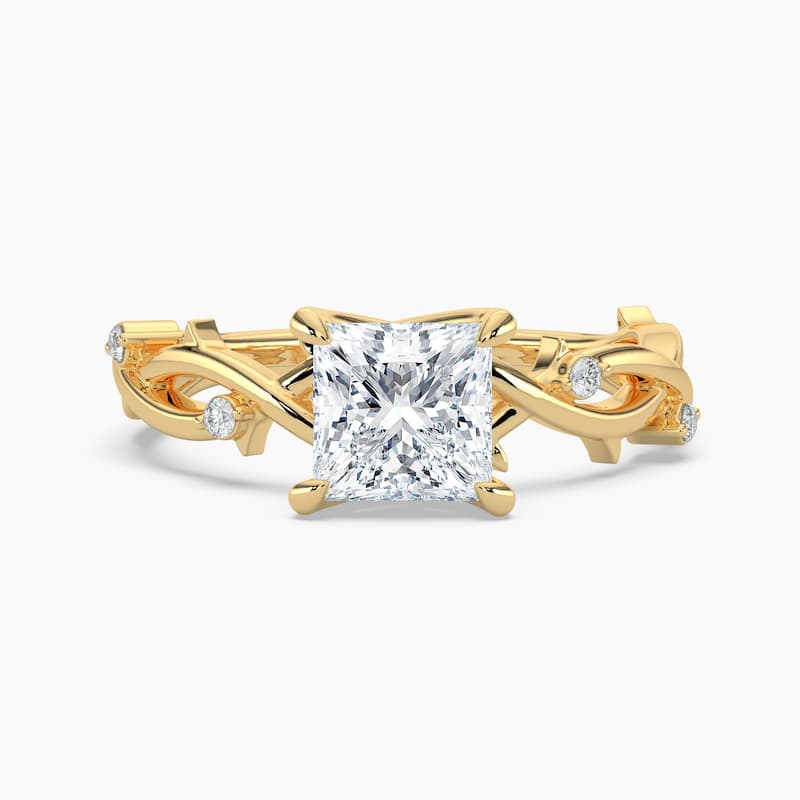 Auriya 14K Gold Lab Grown Diamond Princess Cut Twisted Vine Engagement Ring 1.03 - 5.03ct. tw. (F-G, VS) - 1.50 carats - 9 - Yellow