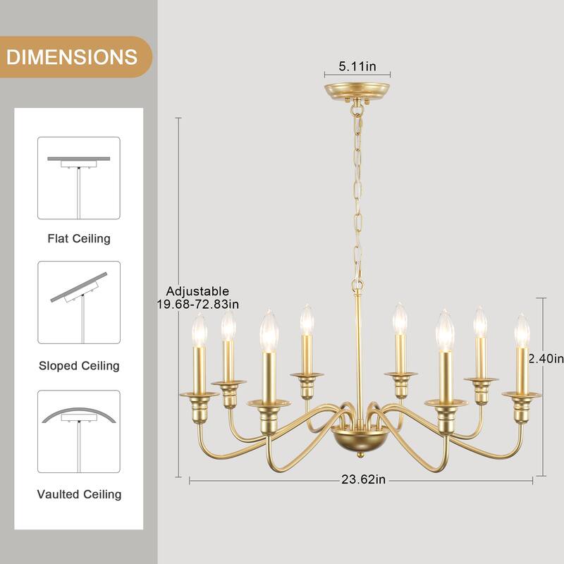 8-Light Rustic Candlestick Island Chandelier Linear Chandelier Lighting for Kitchen Island