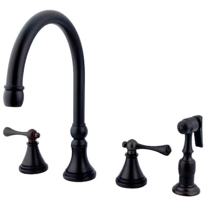 Kingston Brass Governor Widespread Kitchen Faucet with Metal Lever