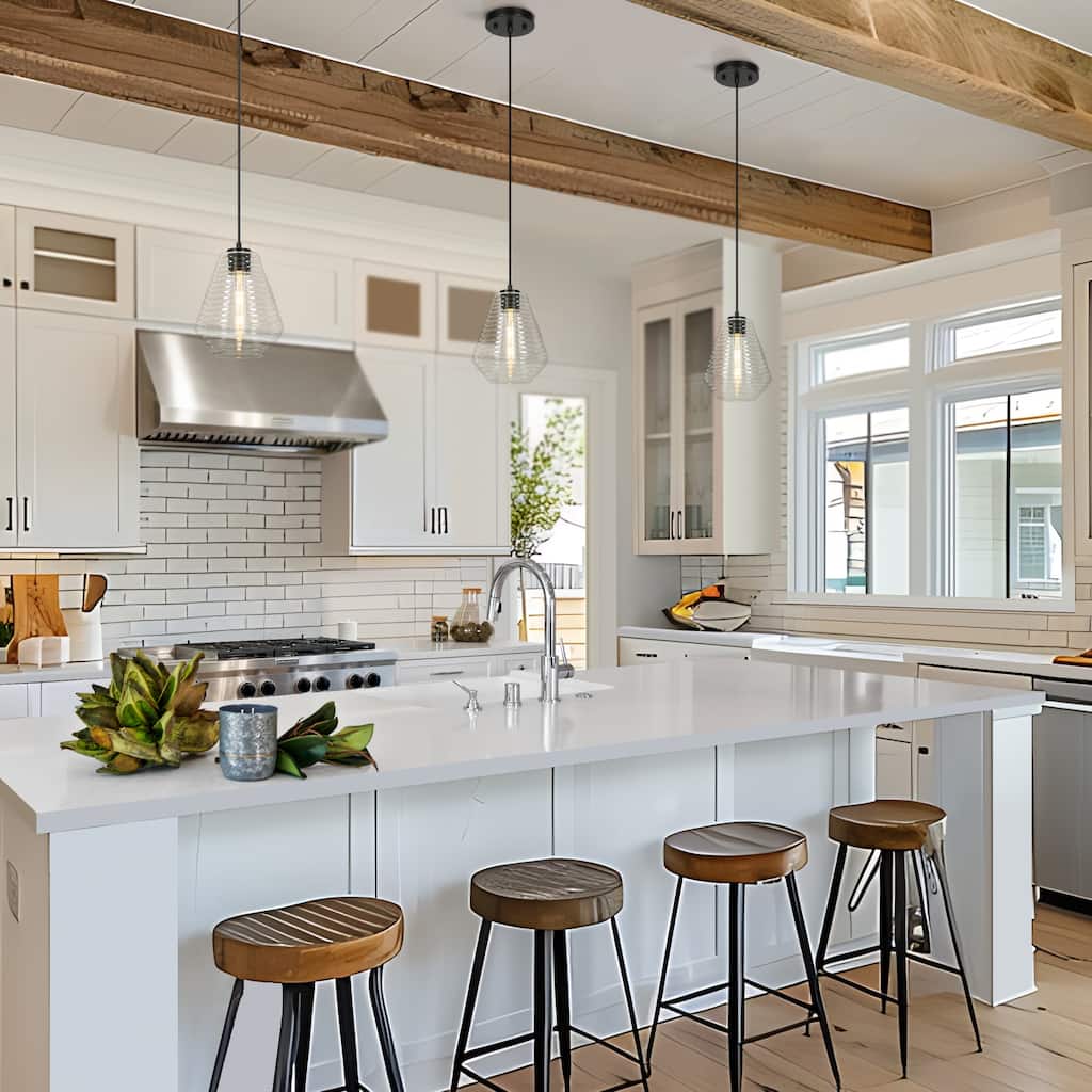 Modern Unique 1-light Ripped Glass Pendant Light Pear-Shaped Kitchen Island Light for Dining Room - 7.8"D × 11.5"H