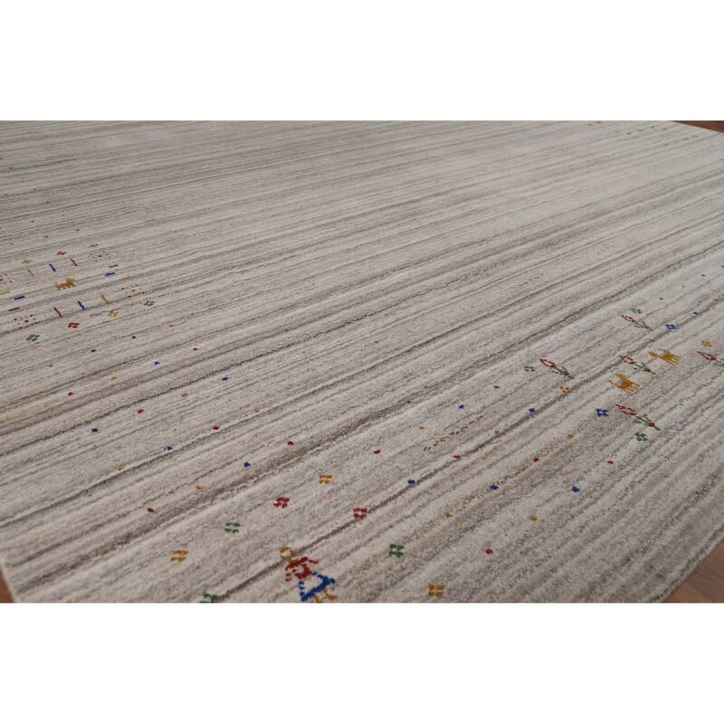 Striped Gabbeh Oriental Area Rug Handmade Wool Carpet - 7'9" x 9'8"