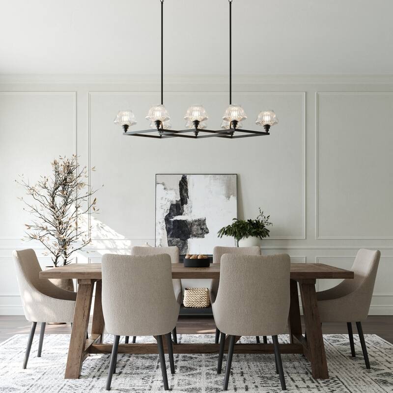 Acroma 8 - Light Steel & Glass Dimmable Chandelier