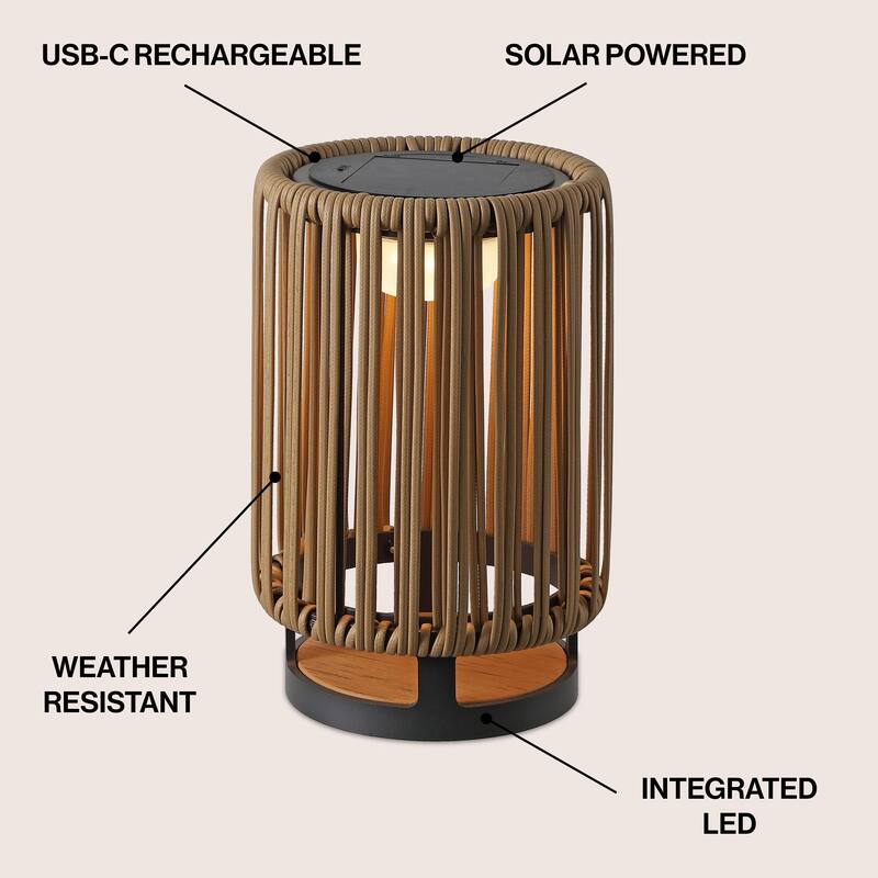 Modern Faux Indoor/Outdoor LED Solar Powered Lantern, By JONATHAN Y