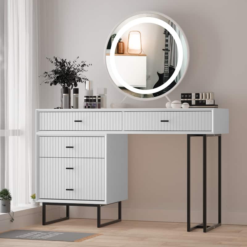 Eclife Makeup Vanity Desk Set with Drawers Storage Dresser Dressing Table for Bedroom - White