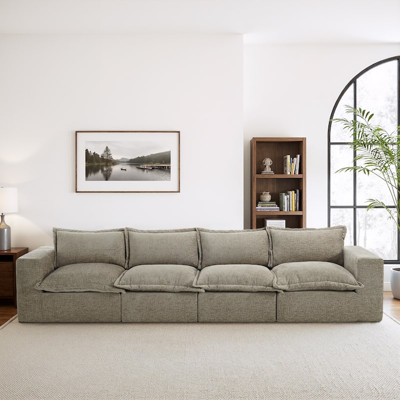 Comfy Cloud Couch Plush Modular Sectional Sofa For Living Room - Camel/4 piece - Symmetrical