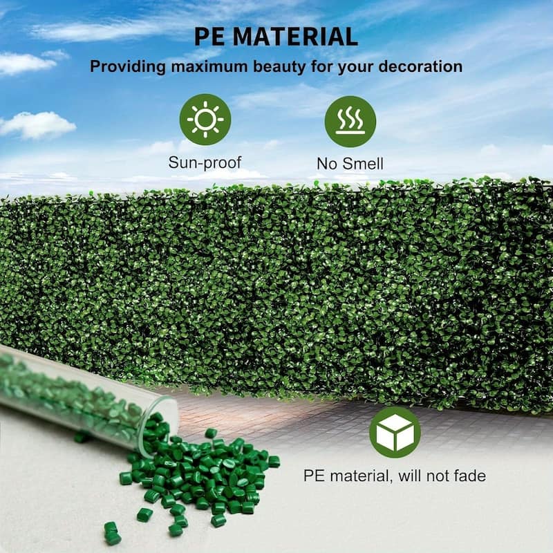 12PCS 24"x16"Artificial Boxwood Boards,UV Protected Grass Wall Panels & Boxwood Fence Panels for Green Wall Decor,Garden Fence