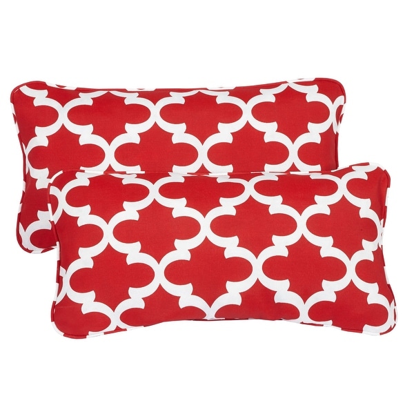 Sorra Home Scalloped Red Corded 12 x 24 Inch Indoor Outdoor
