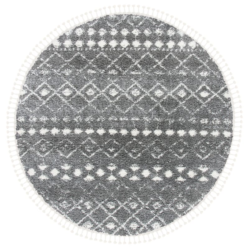 SAFAVIEH Berber Fringe Dashurije Leatha Trellis Rug - 5' Round
