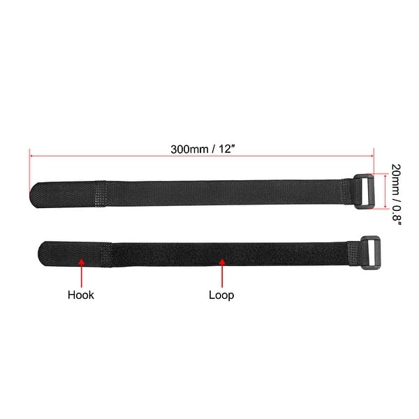 Reusable Cable Ties 12 Inch Hook and Loop Cord Wrap with Buckle Black