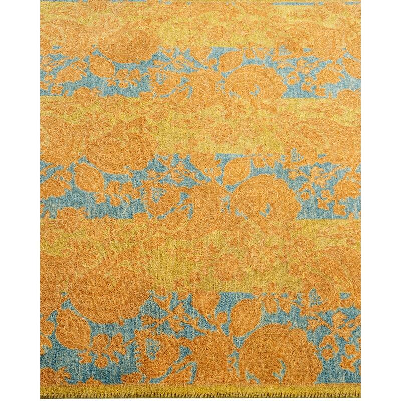 Overton Handknotted Wool Traditional Abstract Green Runner
