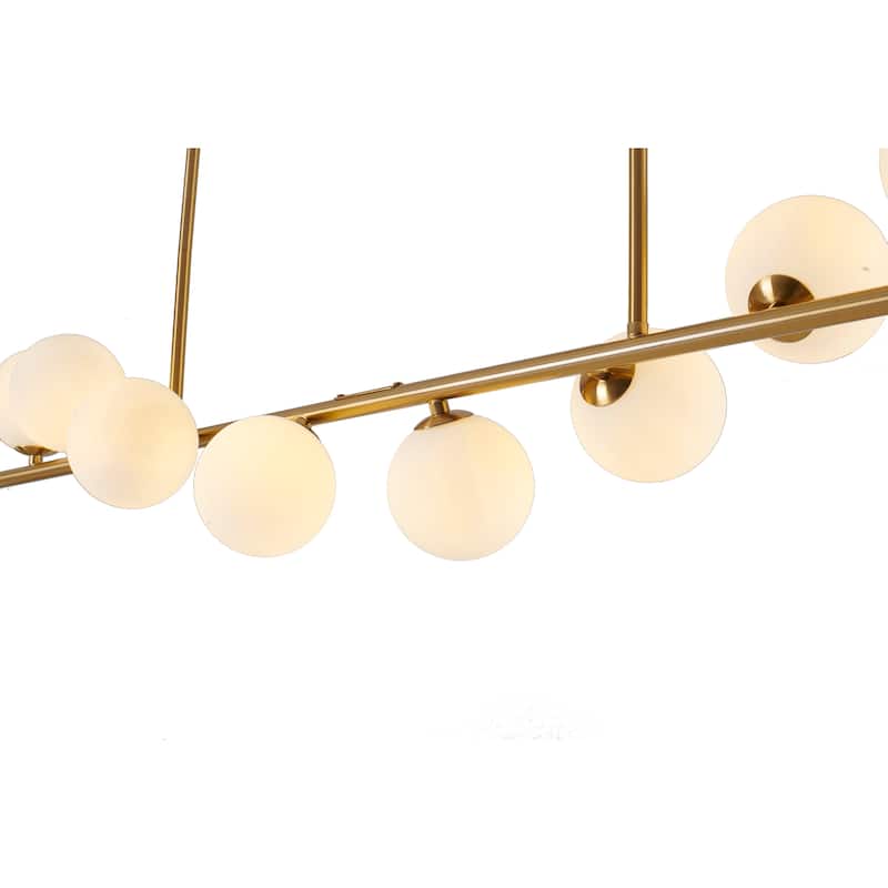8-Light Copper Metal Chandelier With White Glass Shades
