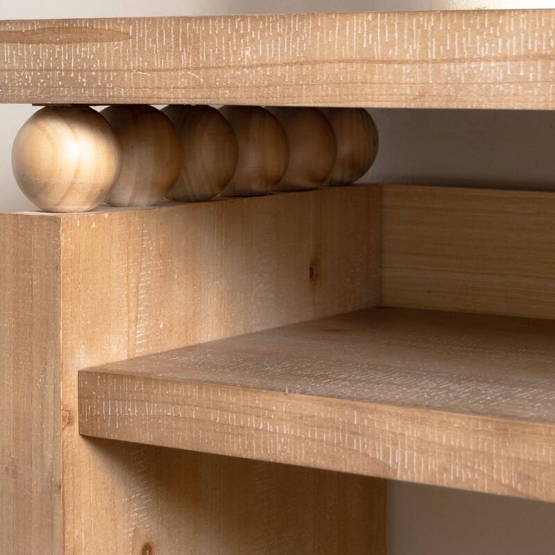 Modern Rustic Console Table - 59" Wood Entryway Table with Shelf & Decorative Bead Detail