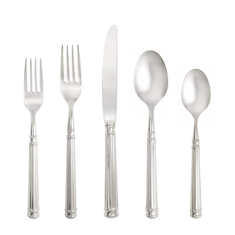 Fortessa Nyssa 18/10 Stainless Steel, 5PC Flatware Set (Service for 1), Silver - 5 Piece Set