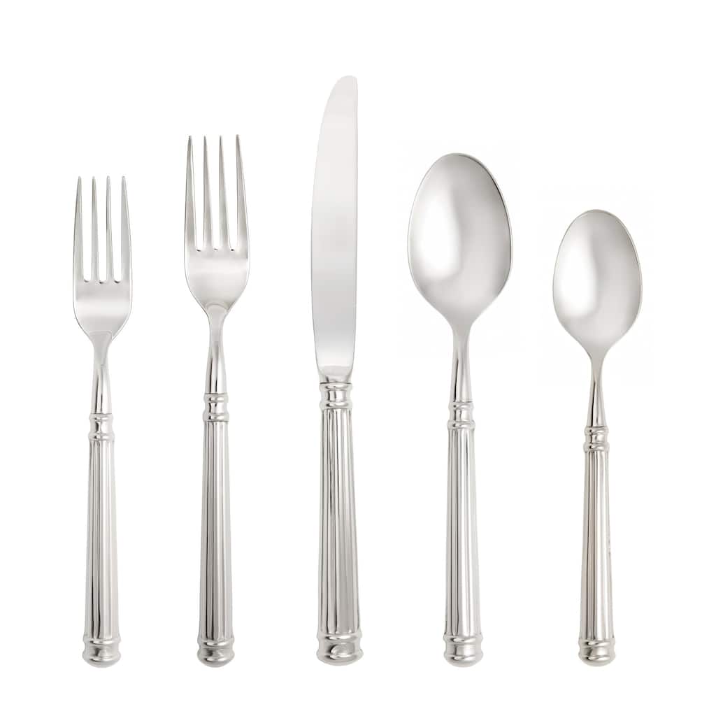 Fortessa Nyssa 18/10 Stainless Steel, 5PC Flatware Set (Service for 1), Silver - 5 Piece Set