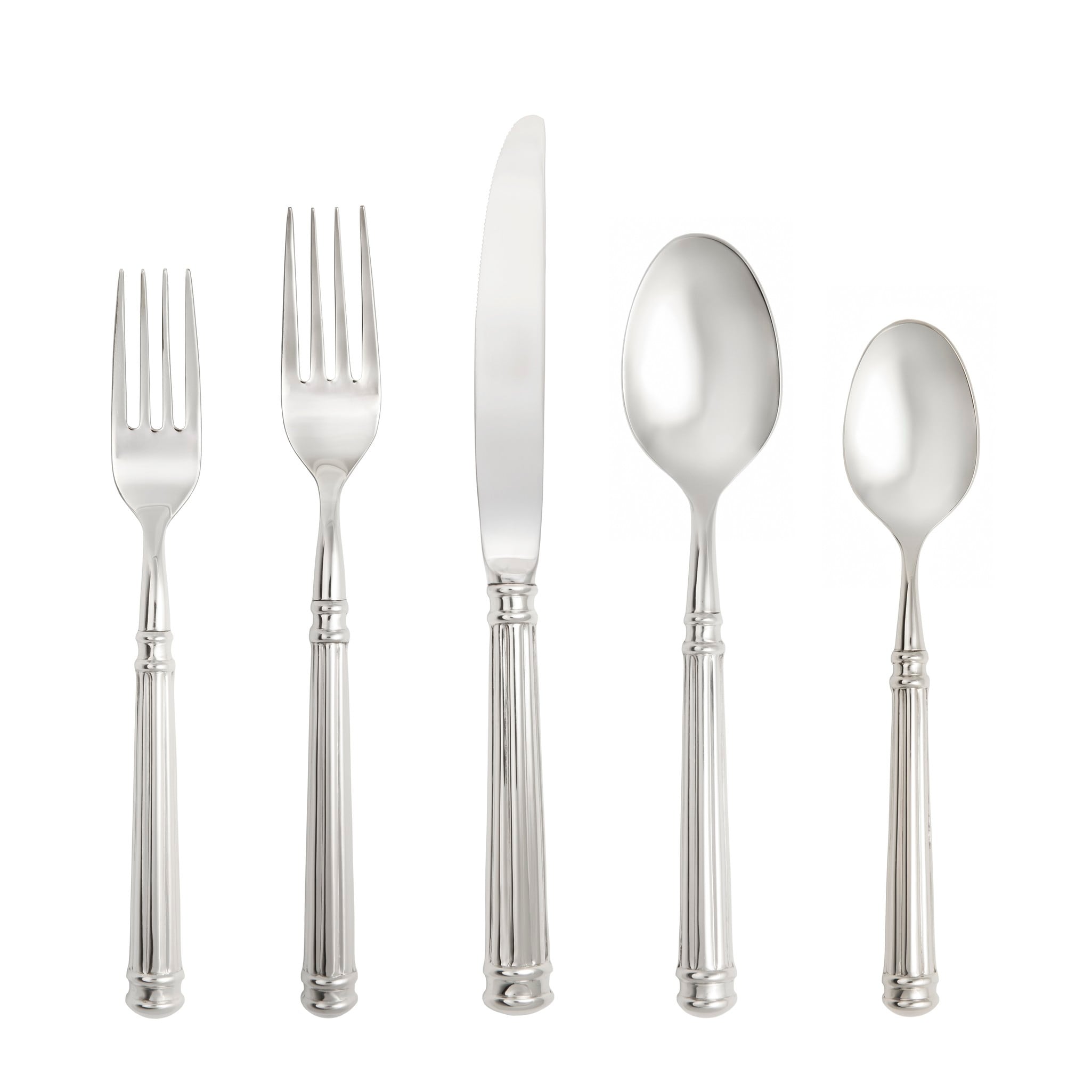 Fortessa Nyssa 18/10 Stainless Steel, 5 Piece Flatware Set (Service for 1), Silver - 5 Piece Set