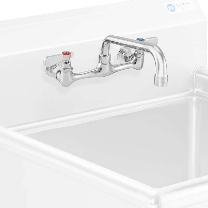 Commercial Wall Mount Sink Faucets 8in Center w Swivel Spouts NSF