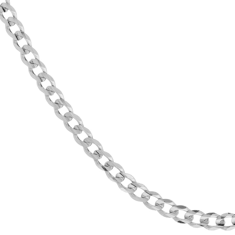 Curata 925 Sterling Silver Rhodium 5.2mm Light Curb Chain Necklace for Men (Lobster)