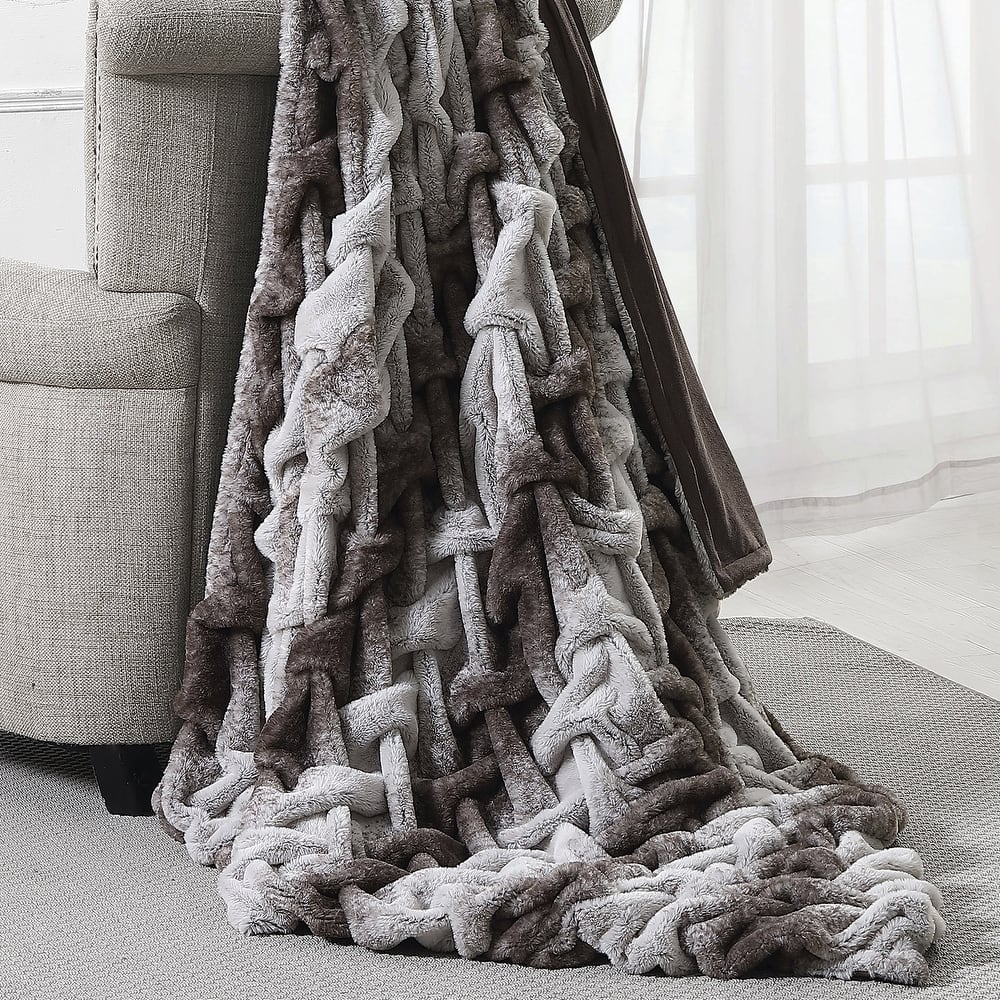Modern Threads Faux Fur Braided Reverse To Flannel Throw - 50" x 60"