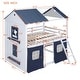 preview thumbnail 5 of 36, Playhouse Design Impression & Beautiful Full Size Bunk Wood House Bed with Elegant Windows, Sills and Tent
