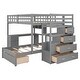 preview thumbnail 12 of 16, Full over Twin Bunk Bed with Desk, Drawers and Shelves,Multifunctional Loft Bed with Storage