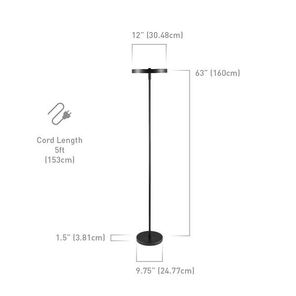 Shop Black Led Integrated Dimmable Torchiere Floor Lamp Overstock 22884445