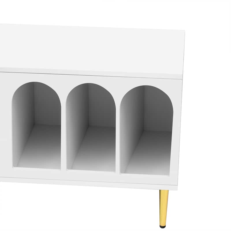 White 70.9" TV Stand with 3 Shelves & 2 Cabinets for TVs Up to 70"
