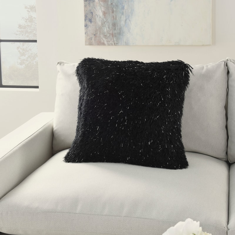 Mina Victory Shag Solid Glam Throw Pillow