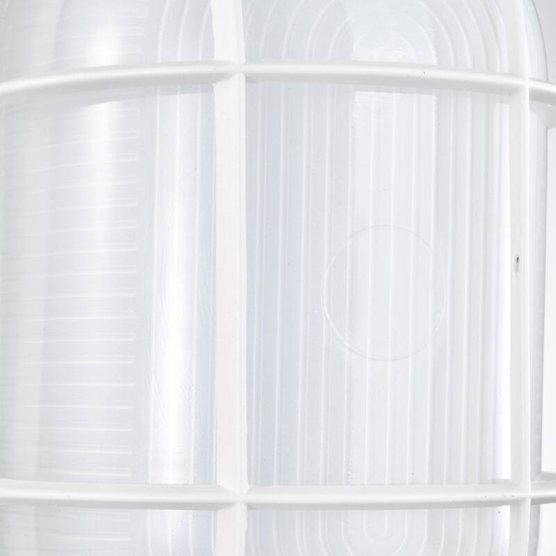 LED Oval Bulk Head Fixture White Finish with White Glass