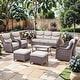preview thumbnail 56 of 187, Outdoor Patio Sofa Swivel Chair with 6-Inch Thick Cushions Set 8PCS Sofa Swivel Chair w/ Table Ottoman - Brwon Wicker Beige Cushion
