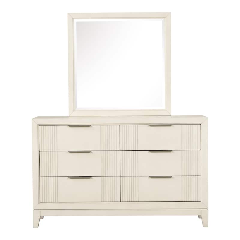 Furniture of America Irwin Antique White Solid Wood 6-Drawer 2-Piece Dresser and Mirror Set