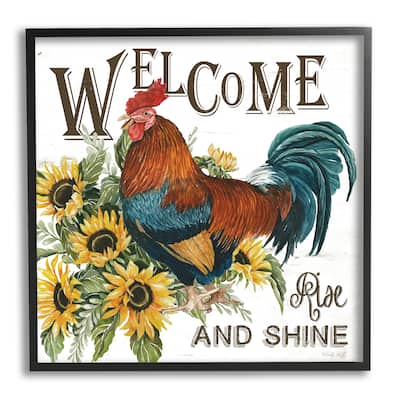 Stupell Rise & Shine Rooster Framed Giclee Art Design by Cindy Jacobs