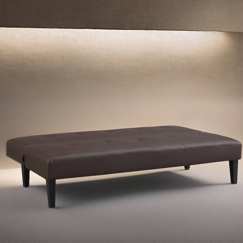 Modern Futon Sofa Bed, Convertible Couch with Wooden Legs, Recliner