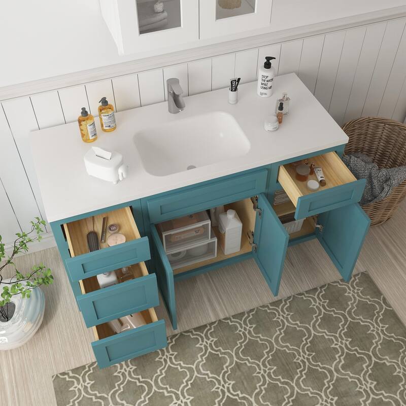Vanity Art 54" Oak Freestanding Bathroom Vanity Cabinet without Top