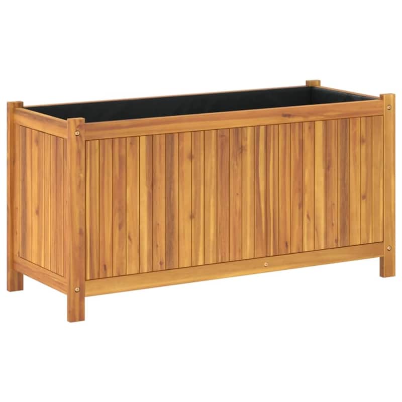 vidaXL Garden Planter with Liner Outdoor Flower Pot Box Solid Wood Acacia