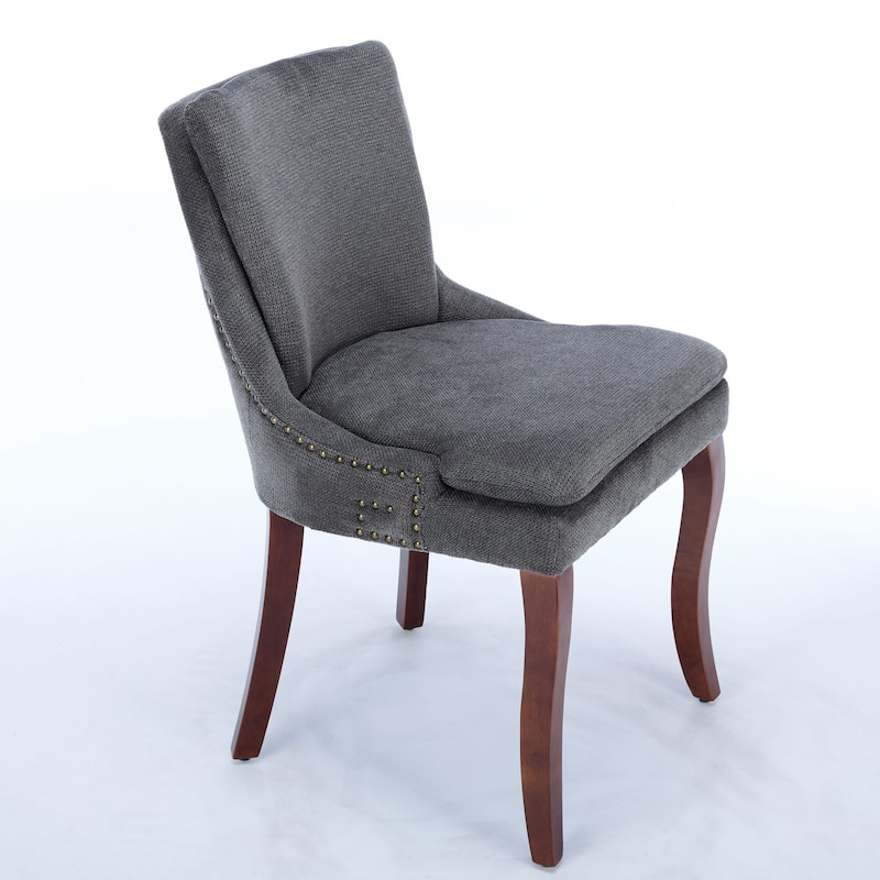 Modern Dining Chairs Set of 2,Double-layer Cushioned Chenille fabric Upholstered Accent Side Leisure Chairs