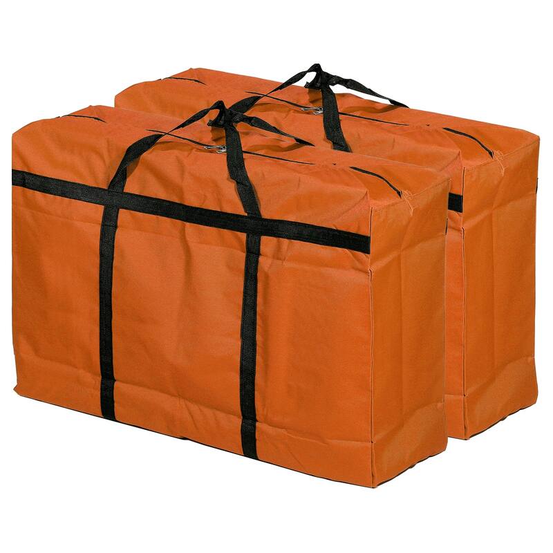 2pcs Storage Tote w Zippers 150L Capacity Moving Tote Bags for Clothes - Orange