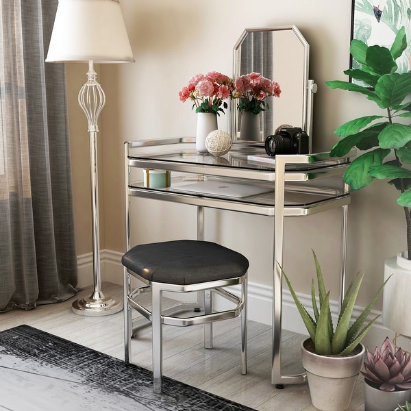 Silver Orchid Pontoppidan 2-piece Vanity Table and Stool Set