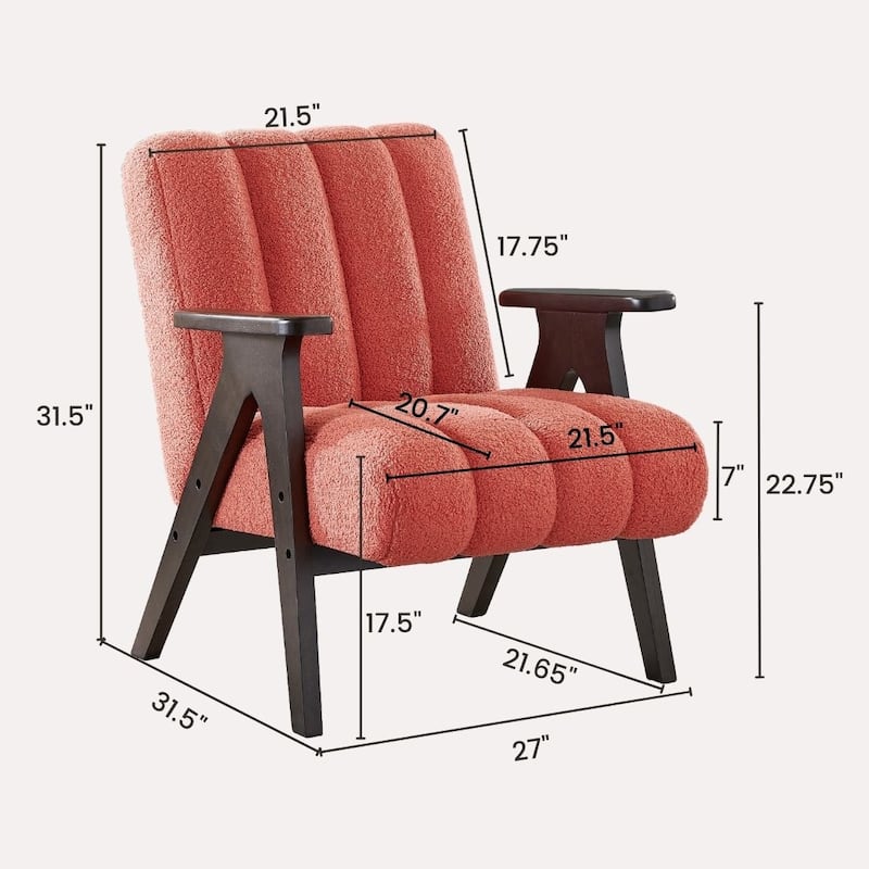Roundhill Furniture Rella Modern Teddy Sherpa Fabric Accent Chair with Espresso Wood Frame