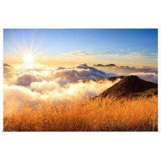 Shop Sunset Over Mountains With Sea Of Clouds Below Poster