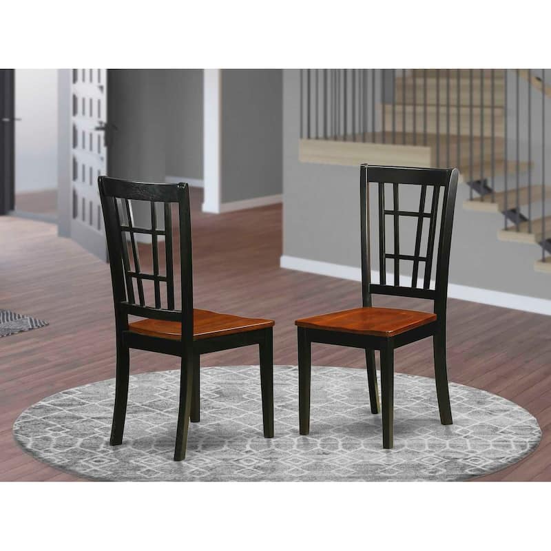 Dining Chairs with Solid Wood Seat and Black Cherry Finish - Stylish Kitchen Seating, Set of 2 - 17