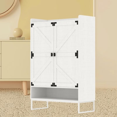 Farmhouse Style Wooden Shoe Storage Rack Cabinet with 6-Tiers, Adjustable Shelves, and Hidden Doors for Entryway, Hallway