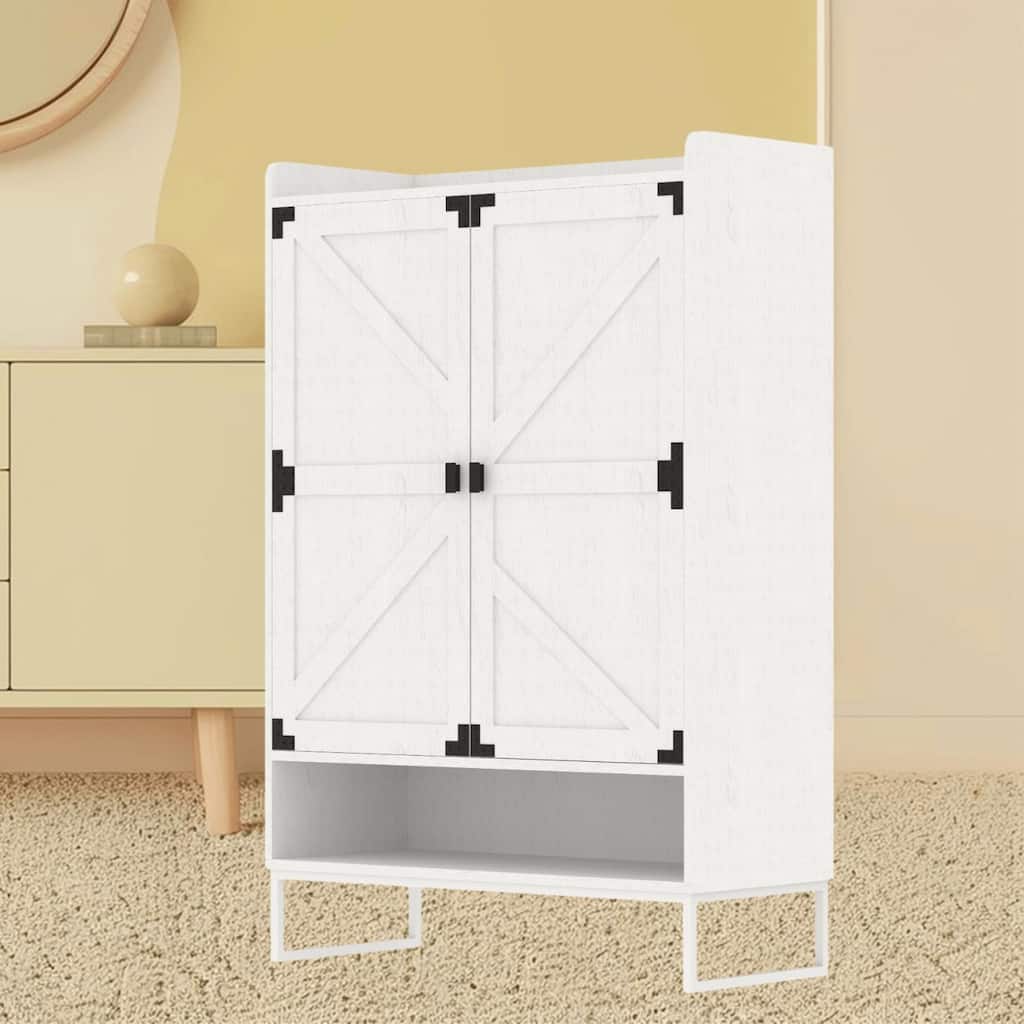 Farmhouse Style Wooden Shoe Storage Rack Cabinet with 6-Tiers, Adjustable Shelves, and Hidden Doors for Entryway, Hallway