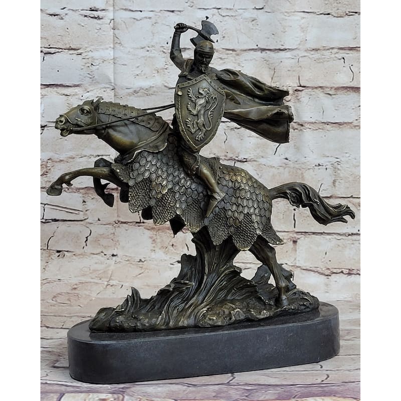 European Knight On Imitative Horseback Armored Imitative Horse Bronze Sculpture Statue Figure By Kamiko