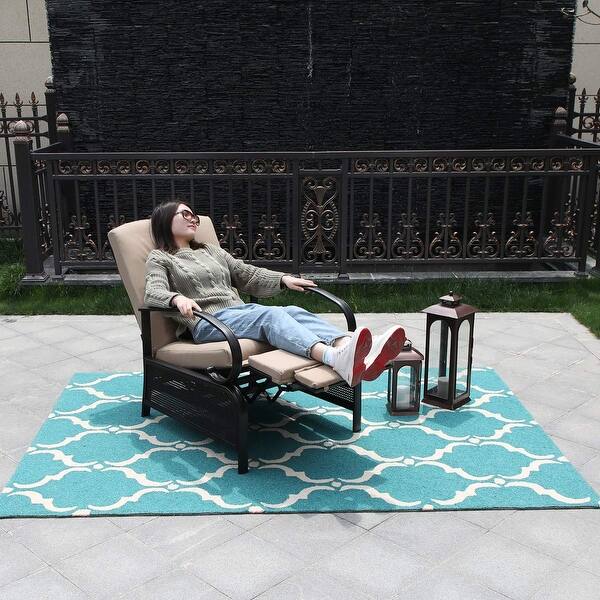 Shop Phi Villa Outdoor Patio Metal Adjustable Relaxing Recliner Lounge Chair With Cushion N A Overstock 30355005