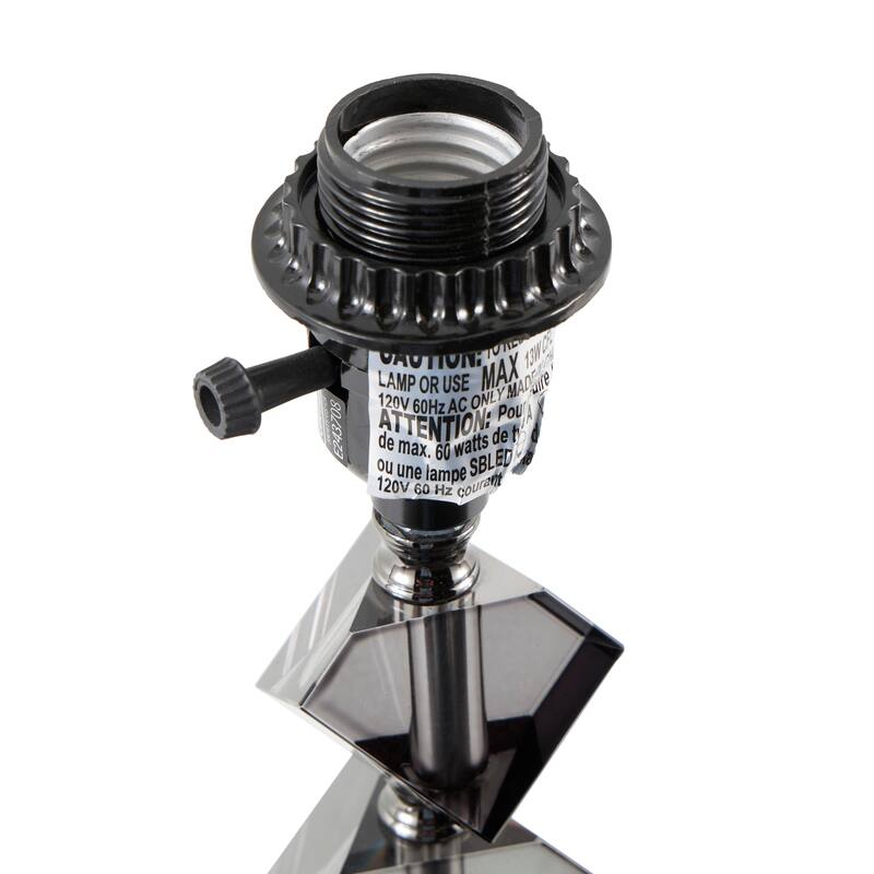 Black Crystal Geometric Diamond Inspired Room Table Lamp with Black Crystal Base