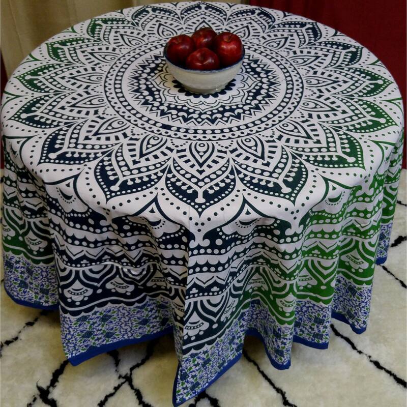 Cotton Floral Heart Medallion Tablecloth Round - 81 inches