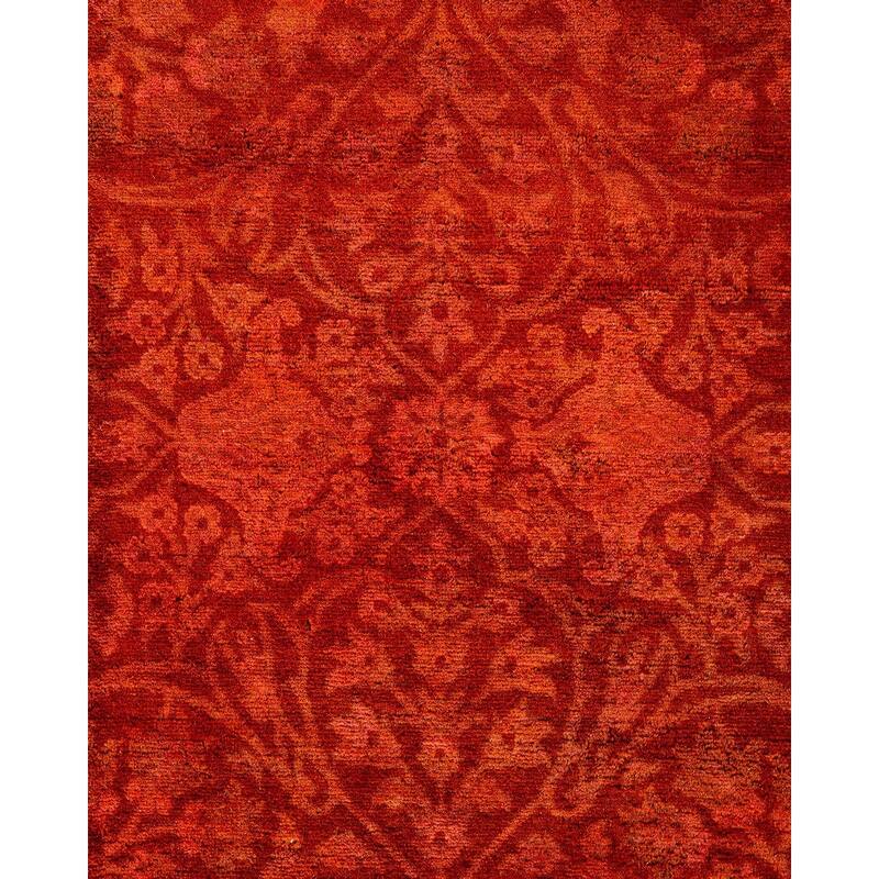 Overton Hand Knotted Wool Vintage Inspired Modern Contemporary Overdyed Orange Area Rug - 2' 8" x 22' 9"