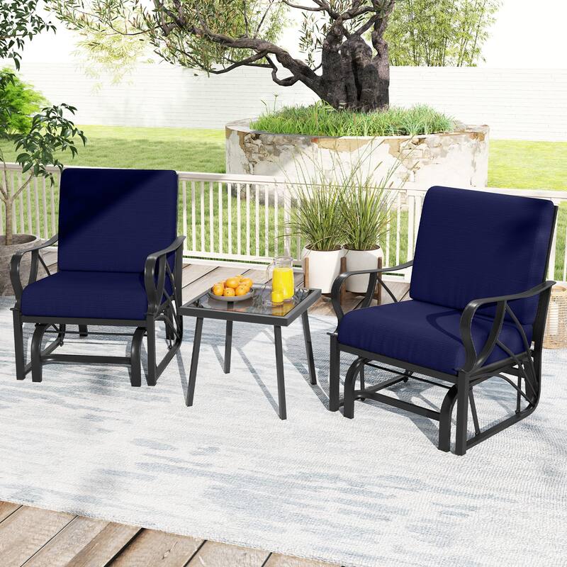 Gymax Patio Glider Chair Single Outdoor Rocking Chair w/ Seat & Back
