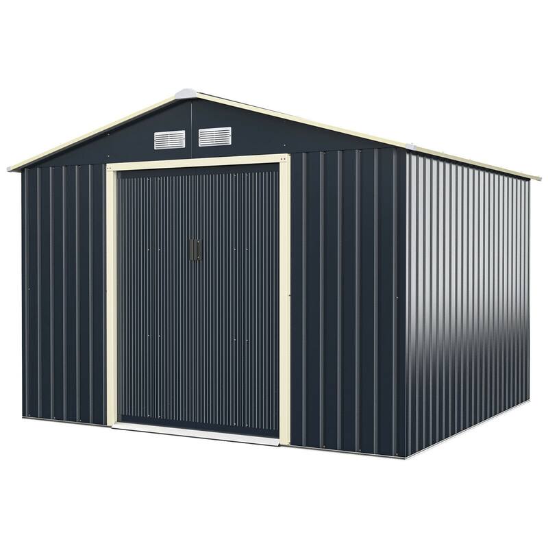 Gymax Outdoor Tool Storage Shed Large Utility Storage House w/ Sliding - 9' x 8'