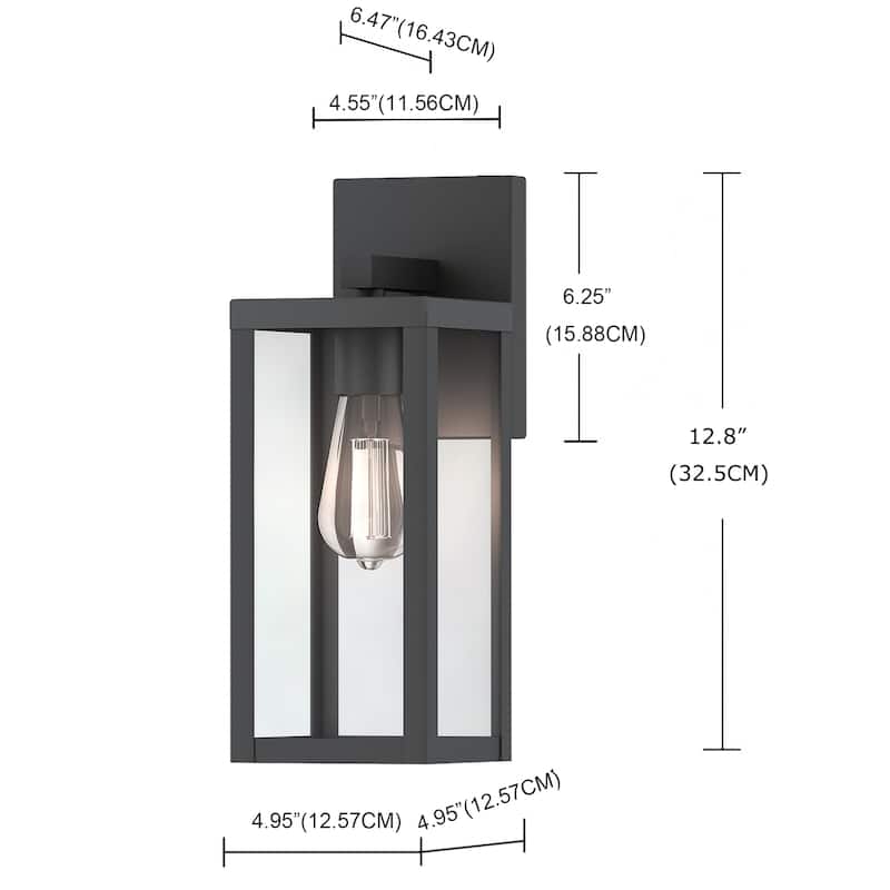 1-Light 13'' H Matte Black Outdoor Wall Lantern Sconce